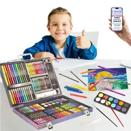 Zabawki kreatywne - Komplet Artystyczny w Drewnianej Walizce 150 el. – Idealny Zestaw do Rysowania i Malowania dla Dziecka – Zestaw Kreatywny z Farbkami i Kredkami + EB.. - miniaturka - grafika 1