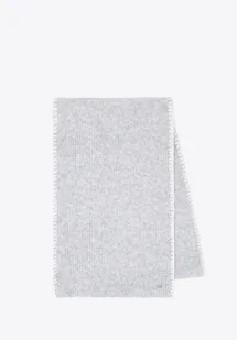 Szalik damski z dekoracyjnie obszytym brzegiem szary - Apaszki i szaliki męskie - miniaturka - grafika 1