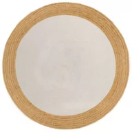 Dywany - vidaXL Pleciony dywan, biało-naturalny, 90 cm, juta, bawełna, okrągły - miniaturka - grafika 1
