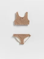 Stroje kąpielowe dla dziewczynek - Reserved - Dwuczęściowy strój kąpielowy we wzór - brązowy - miniaturka - grafika 1