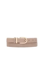 Paski - Skórzany beżowy pasek z metalową szlufką - miniaturka - grafika 1