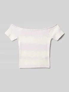 T-shirt o kroju regular fit z dekoltem carmen i efektem batiku - Koszulki dla dziewczynek - miniaturka - grafika 1