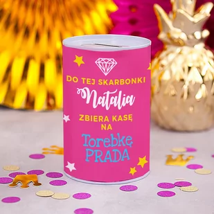 SKARBONKA Różowa Puszka z Imieniem - Skarbonki - miniaturka - grafika 1