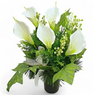 Bukiet Wkład Do Wazonu Flakonu Na Grób Cmentarz Stroik Kwiaty - Sztuczne kwiaty - miniaturka - grafika 1