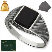 Sygnety - SREBRNY SYGNET MĘSKI Z ONYKSEM ONYKS SREBRO OKSYDOWANE PRÓBY 925 ROZMIAR 23 - Golden Celebrity - miniaturka - grafika 1