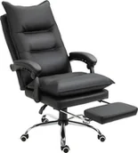 Fotele i krzesła biurowe - Krzesło biurowe Pako Fotel Biurowy Skóra Eko Z Podnóżkiem Czarny PAKO V - miniaturka - grafika 1