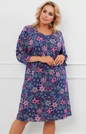 Piżamy damskie - Bawełniana koszula nocna damska z 3/4 rękaw Topana, Kolor granatowo-różowy, Rozmiar M, Italian Fashion - Primodo.com - miniaturka - grafika 1