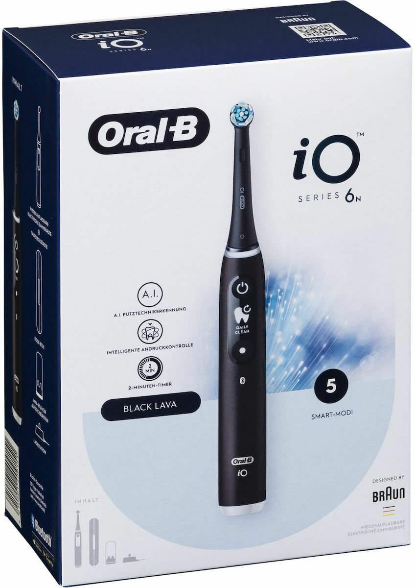 Szczoteczka Oral-B Electric Toothbrush iO6s Rechargeable For adults Number of brush heads included 1 Number of teeth brushing modes 4 Black Lava