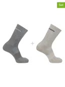 Skarpetki męskie - SALOMON Skarpety funkcyjne (2 pary) "Evasion Crew" w kolorze beżowo-szarym - miniaturka - grafika 1