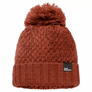 Damska Czapka Z Pomponem Jack Wolfskin Highloft Knit Cap Women Autumn Red S - Czapki damskie - miniaturka - grafika 1