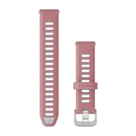 Akcesoria do pulsometrów i zegarków sportowych - Silikonowy pasek Quick Release 18mm - różowy/biały ze srebrnym zapięciem [010-11251-A5] - miniaturka - grafika 1