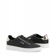 Buty sportowe damskie - Guess buty damskie Beckie czarne ze złotą piętą tłoczone logo 37 - miniaturka - grafika 1