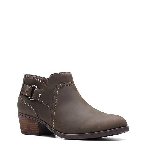 Clarks Damskie botki Charlten Grace, Tłusta skóra taupe, 42 EU