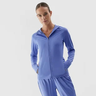 Damska bluza treningowa rozpinana z kapturem 4F 4FRAW23TFSWF291 - niebieska - Bluzy sportowe damskie - miniaturka - grafika 1