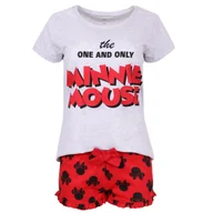 Piżamy damskie - Szaro-czerwona piżama damska z falbankami na krótki rękaw Myszka Minnie DISNEY L - miniaturka - grafika 1