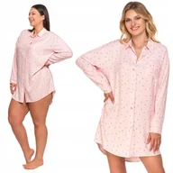 Piżamy damskie - Koszula Nocna Damska Piżama Wygodna Na Długi Rękaw Luźna w Groszki MORAJ L - miniaturka - grafika 1