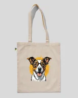 Torby i wózki na zakupy - TORBA BAWEŁNIANA NA ZAKUPY PIES JACK RUSSELL Naturalny - miniaturka - grafika 1