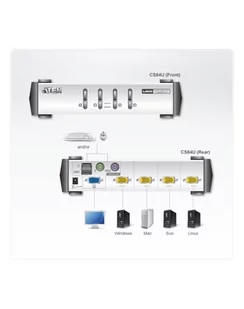 KVM  4/1 CS-84U USB/PS2 Master Desktop+kable  ATEN - Przełączniki KVM - miniaturka - grafika 1