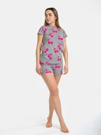 Piżamy damskie - Piżama dwuczęściowa szary S - miniaturka - grafika 1