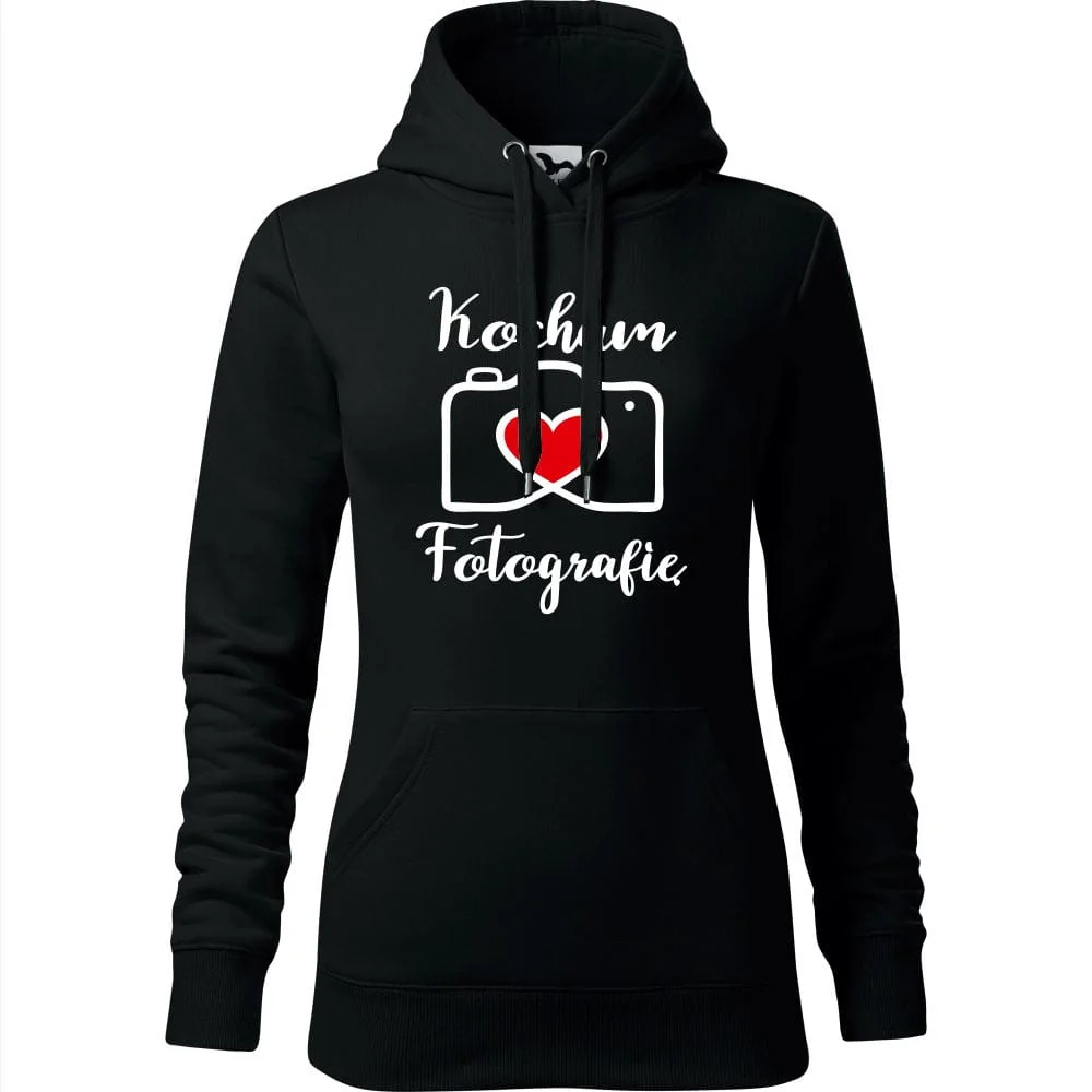 Damska Bluza Z Kapturem - Kocham Fotografię Czarny 2xl
