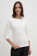 Bluzki damskie - Tommy Hilfiger longsleeve bawełniany kolor biały WW0WW40589 - miniaturka - grafika 1