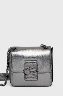 Torebki damskie - KARL Lagerfeld Lagerfeld torebka skórzana kolor srebrny - grafika 1