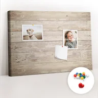 Tablice i flipcharty - Szkolna Tablica korkowa 60x40 cm, Kolorowe Pinezki, wzór Drewniane panele - miniaturka - grafika 1