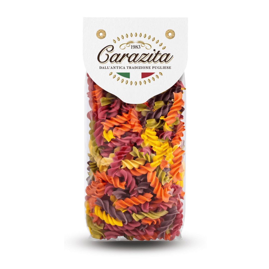Kolorowy makaron Fusilli (świderki) 6 smaków 250g Carazita
