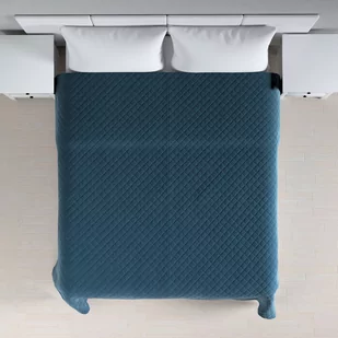 Dekoria Narzuta pikowana w romby pruski błękit szer.260 × dł.210 cm Velvet 5902117066861 - Narzuty - miniaturka - grafika 1