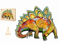 Puzzle - PUZZLE DREWNIANE DUŻE 263 ELEMENTY DINOZAUR STEGOZAUR W DREWNIANYM PUDEŁKU - miniaturka - grafika 1