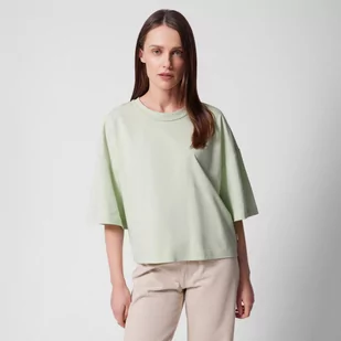 Damski t-shirt basic Outhorn OTHWSS24TTSHF1480 - zielony - Koszulki sportowe damskie - miniaturka - grafika 1