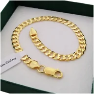 Bransolety męskie - BRANSOLETKA ZŁOTA MĘSKA 925/585 SREBRO PANCERKA 21 CM 6 MM PREZENT + DARMOWE DODATKI - miniaturka - grafika 1