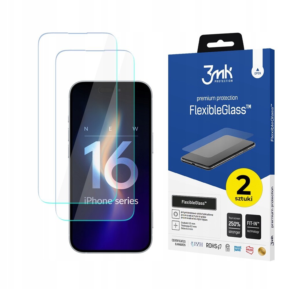 2x Szkło hybrydowe na ekran do Apple iPhone 16 Pro Max - 3mk FlexibleGlass