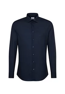 Seidensticker Męska koszula biznesowa Slim Fit – bez prasowania, wąska koszula z kołnierzem typu kent – długi rękaw – 100% bawełna, niebieski (ciemnoniebieski 19), 40 PL - Koszule męskie - miniaturka - grafika 1