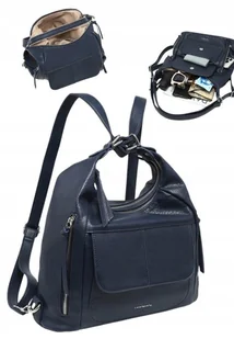 Damski Plecak Torebka Shopper 2w1 LUIGISANTO Granatowa Dwukomorowa - Torebki damskie Damski Plecak Torebka Shopper 2w1 LUIGISANTO Granatowa Dwukomorowa - Torebki damskie - miniaturka - grafika 1