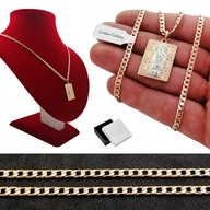 Biżuteria dla dzieci - ZŁOTY ŁAŃCUSZEK PANCERKA+MEDALIK MATKA BOSKA 45CM PREZENT NA KOMUNIĘ 18K - miniaturka - grafika 1