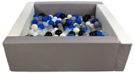 Suche baseny - Kwadratowy suchy basen z ekoskóry z 200 piłeczkami (biały, szary/czarny, biały, transparentny, niebieski, szary) - miniaturka - grafika 1