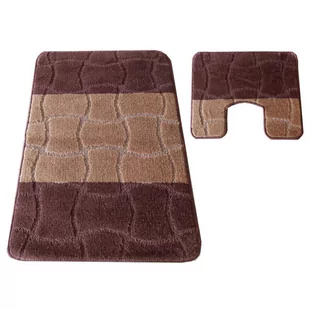 Brązowe dywaniki z wzorkami do łazienki - Depi - Dywaniki łazienkowe - miniaturka - grafika 1