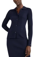 Bluzki damskie - Sweter damski Tommy Hilfiger Fitted Ribs Polo z długim rękawem-XXS - miniaturka - grafika 1