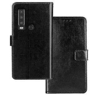 IDEWEI Dla Cat S75 5G Skórzane etui na telefon Gniazdo fotograficzne z teksturą Crazy Horse Czarny - Etui i futerały do telefonów - miniaturka - grafika 1