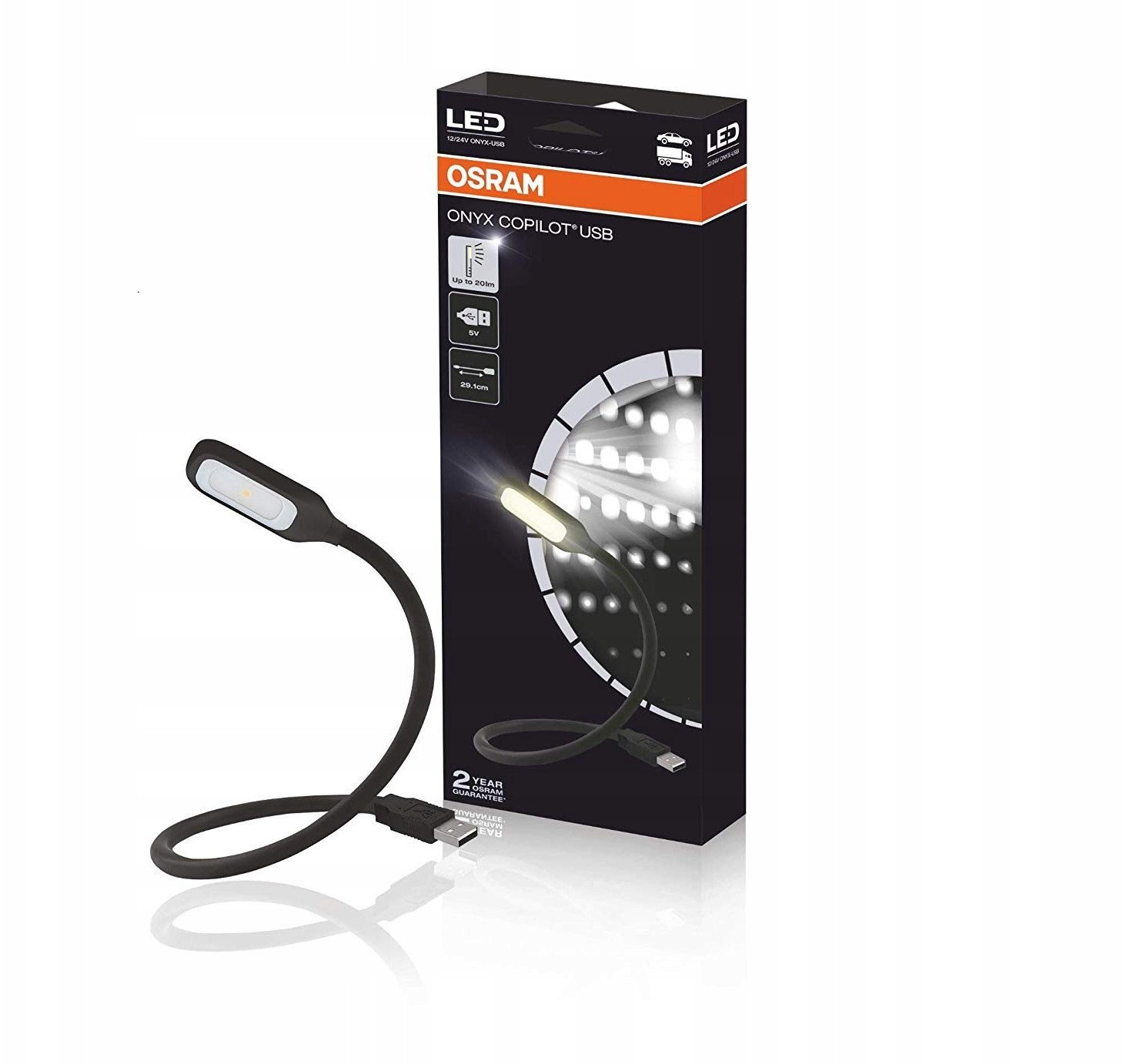 Osram Auto ONYX-USB ONYX COPILOT® USB LED RGB 5 V L x B x H 460 x 9 x 25 mm Bøjelig hals, Kan drejes, Kan drejes