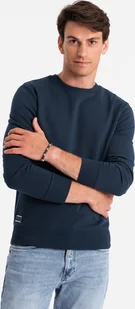 Ombre Bawełniana męska nierozpinana bluza dresowa BASIC granatowa V1 OM-SSBN-0159 L - Bluzy męskie - miniaturka - grafika 1