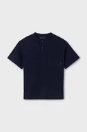 Koszulki dla chłopców - Mayoral t-shirt bawełniany kolor granatowy gładki - miniaturka - grafika 1