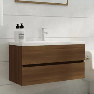 Lumarko Szafka pod umywalkę, brązowy dąb, 90x38,5x45 cm - Szafki łazienkowe - miniaturka - grafika 1
