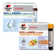 Suplementy diety - Doppelherz® system KOLLAGEN 11.000 PLUS + KOLLAGEN 11.000 KURKUMA + IMBIR, 2x30 ampułek po 25ml ZESTAW - miniaturka - grafika 1