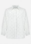 Koszule damskie - Biała Koszula w Drobny Błyszczący Print Zapinana na Guziki Weminera - miniaturka - grafika 1