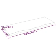 Szafki łazienkowe - Blat do łazienki, 100x40x2 cm, surowe lite drewno Lumarko! - miniaturka - grafika 1