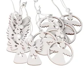 Bombki - BOMBKI NA CHOINKĘ DREWNIANE ANIOŁKI OZDOBA 12SZT - miniaturka - grafika 1