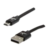 Kable komputerowe i do monitorów - Logo USB kabel (2.0), USB A M - 1m, 480 Mb/s, 5V/2A, czarny, box, oplot nylonowy, aluminiowa osłona złącza - miniaturka - grafika 1