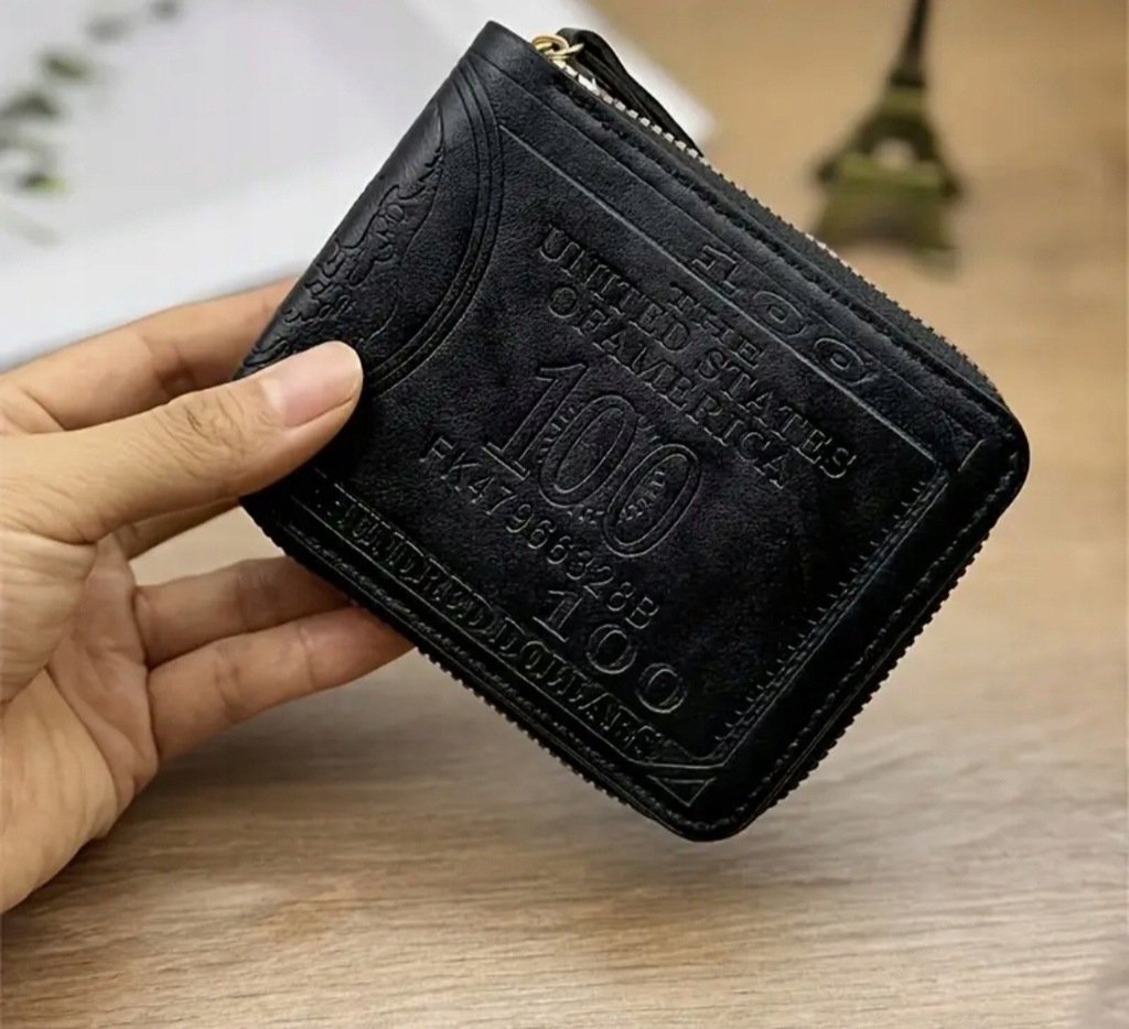 Elegancki Portfel 100 dolarówka pieniądze dolary czarny prezent